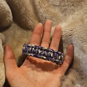 Purple and Silver Braided Bracelet